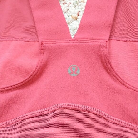 LULULEMON Athletic Deep V Tank 8 Red Mesh Pocket Faux Wrap Yoga - Picture 5 of 9